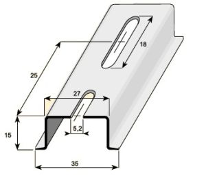 1m Hutschiene 35x15mm verzinkt gelocht 18x5,2mm