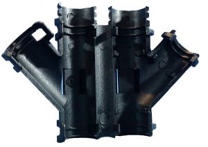 Y-Manifold NW 22-22-22 black hinged for automotive corrugated pipe NW22