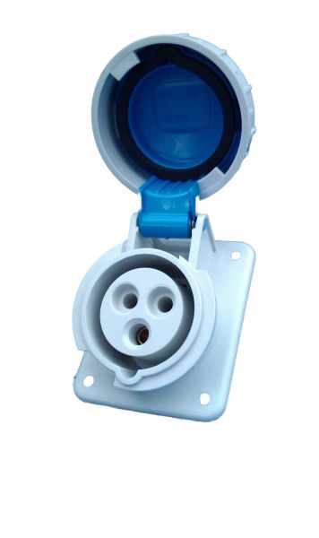 IP65 Steckdosen Verteilergehäuse 4TE 2x 230V 3-polig IP67 Campingsteckdosen blau vorverdrahtet