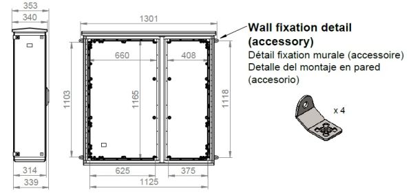 IP55 Kunststoff GFK Schaltschrank 1250x1250x300 mm HBT Standard 2-türig mit Regendach