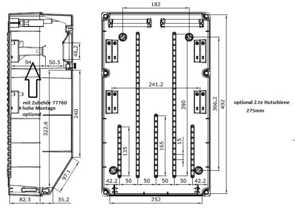 IP67 Wall Distributor Empty 1x13TE HS