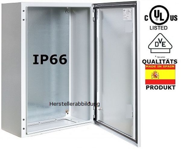IP66 Schaltschrank 500x500x150 mm HBT VDE UL zertifiziert Stahlblech 1-türig