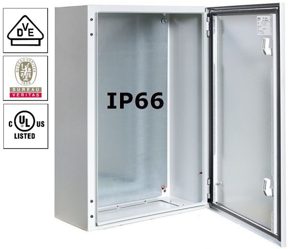 IP66 Schaltschrank 800x400x200 mm HBT VDE UL zertifiziert Stahlblech 1-türig mit Montageplatte