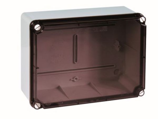 ELT231 plastic housing gray 241x180x95mm LWH inside with transparent cover 185x246x100 mm HWD