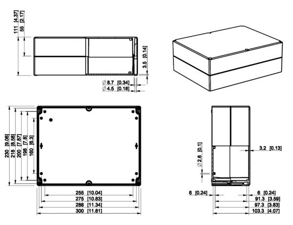IP66 ABS Industriegehäuse transparent / klar 300 x 230 x 111 mm