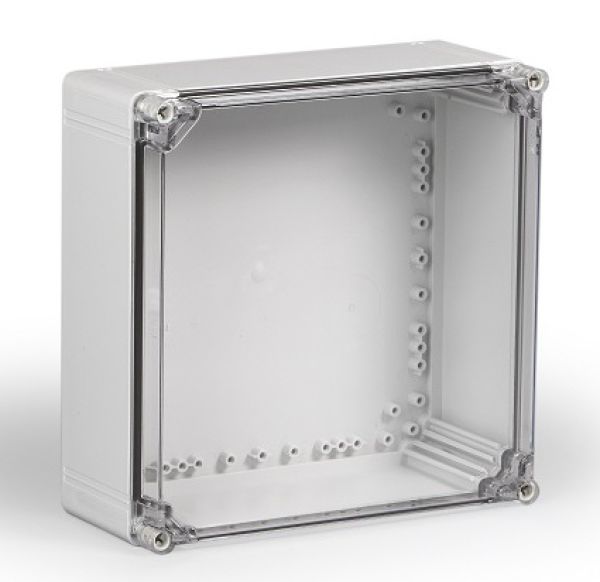 ABS housing 300x300x132mm plastic smooth IP66 transparent cover