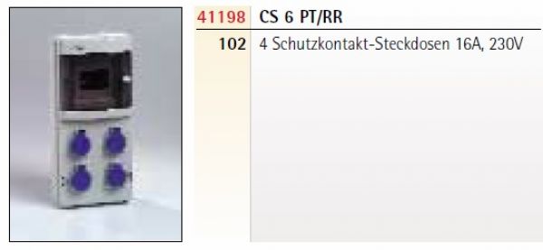 Wandverteiler IP55 6TE mit 4x230V Schuko IP44 vorverdrahtet