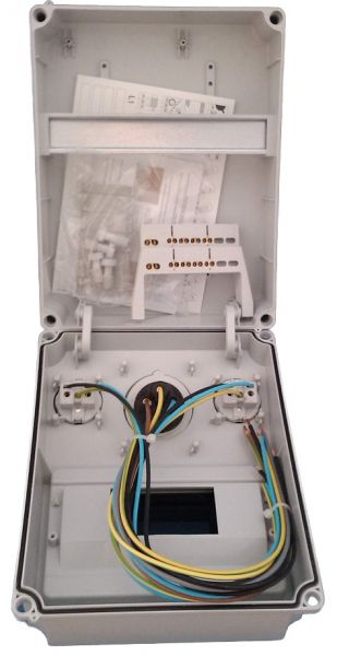 Wall distributor 44608 with 2x230V + 1x16A IP67 sockets pre-wired