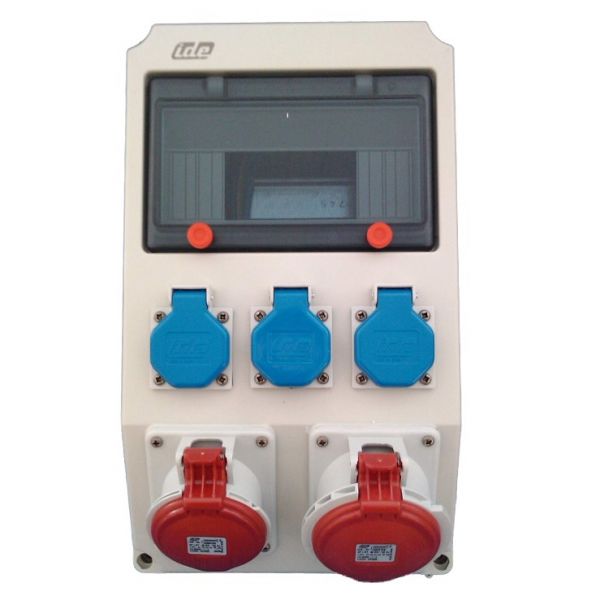 Wall distributor 41243 with 3x230V + 1x32A + 1x16A sockets pre-wired