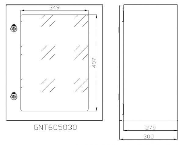 IP66 Schaltschrank 600x500x300 mm HBT mit Sichttür Stahlblech 1-türig