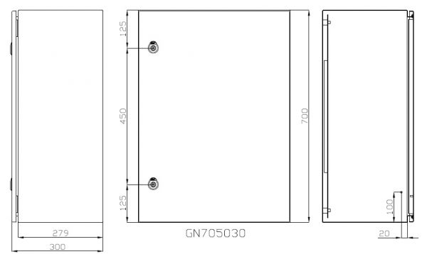 Schaltschrank 700x500x300 mm HBT Stahlblech 1-türig IP66