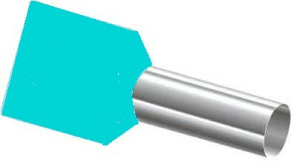 500 twin wire end sleeves insulated - 2 x 0.35mm² L-10mm turquoise