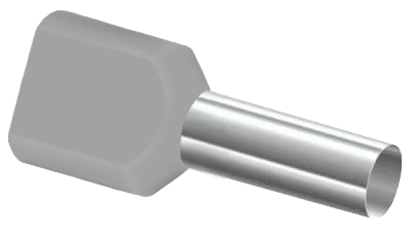 500 Twin-Aderendhülsen 2 x 0,75mm² - 8mm grau 