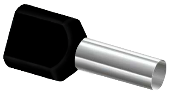 Twin-Aderendhülsen 2x1,5mm² schwarz  L - 12mm
