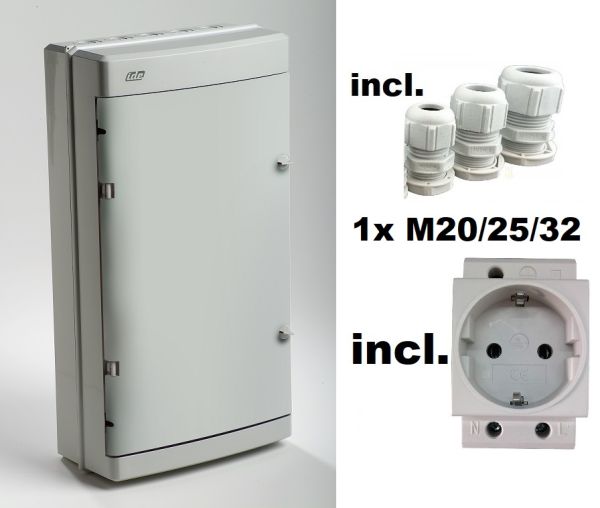AP Verteiler 3x12TE HS+NPE - Feuchtraumverteiler IP55 grau mit Klappe