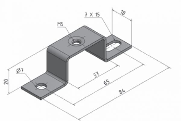 10 Stück Tragschienenträger Höhe 20mm - M5-Gewinde - Abstandhalter f. Hutschienen