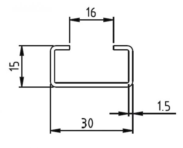 1m C-Profilschiene 30x15mm gelocht