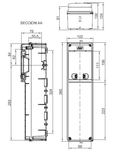 IP65 Steckdosen Verteilergehäuse  4TE 2x 230V IP54 blau anschlußfertig verdrahtet