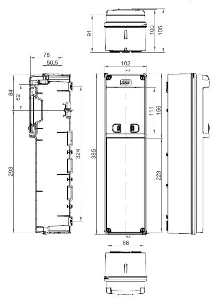 IP65 Wandverteiler 1x4TE  mit Tragschiene und transp. Klappe