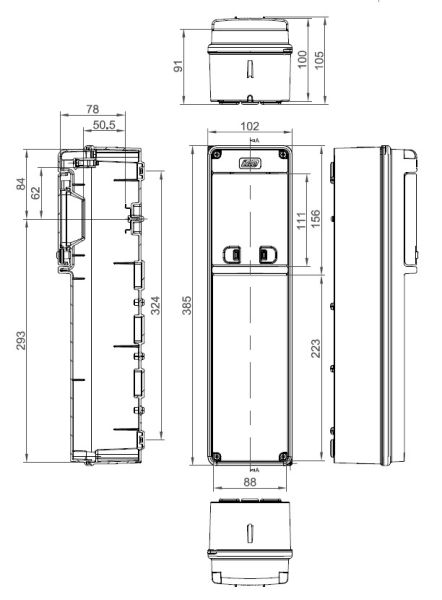IP65 Wandverteiler 1x4TE  mit Tragschiene und transp. Klappe - Kopie