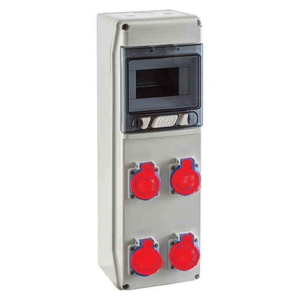 Wandverteiler 44638 6TE IP65 mit 4x 230V rot Steckdosen IP54 vorverdrahtet ohne Sicherung
