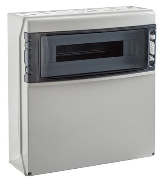IP65 wall distributor 1x 18TE with mounting rail 1-row with transp. flap