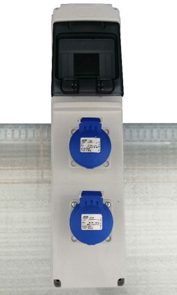 Wall distributor 44618 with 2x 230V IP54 blue pre-wired
