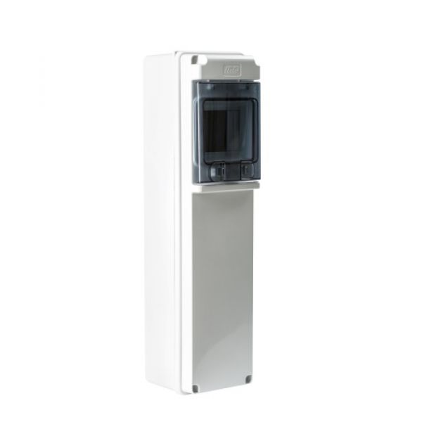 IP65 wall distributor 1x4TE with mounting rail and transparent. flap