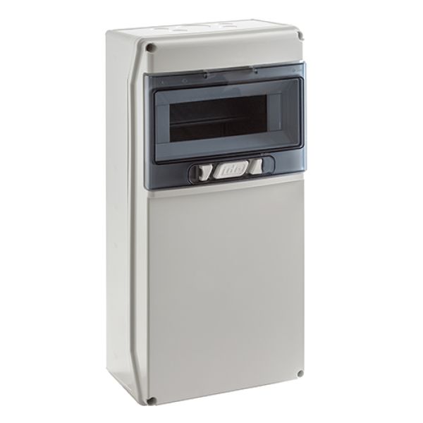 IP65 Wandverteiler einreihig 9 TE mit vorverdrahteten Steckdosen 2801 - 16A/230V/3-polig