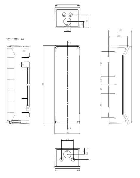 IDE CSNPLUS/RR IP65 Steckdosen-Gehäuse 436x142x124mm geschlossen incl. N/PE-Klemmen