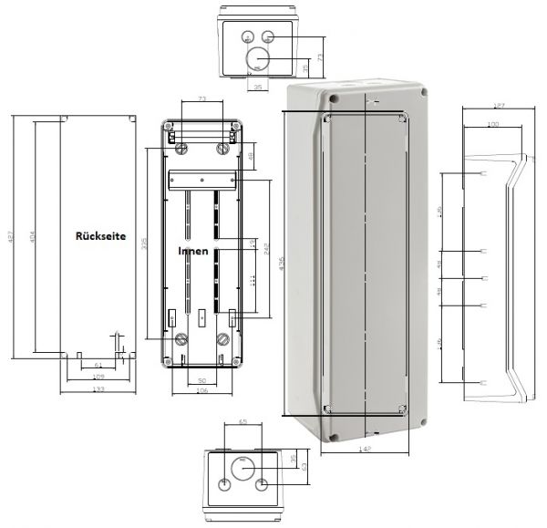 CSNPLUS IP65 socket housing 436x142x124mm closed