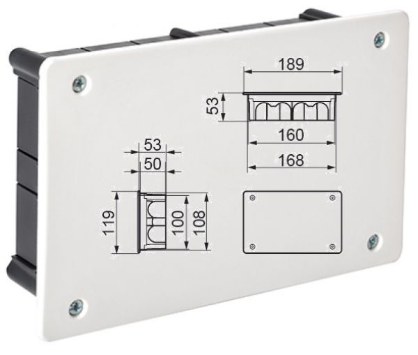 Flush-mounted junction box 100x160x50 mm Cover with screws