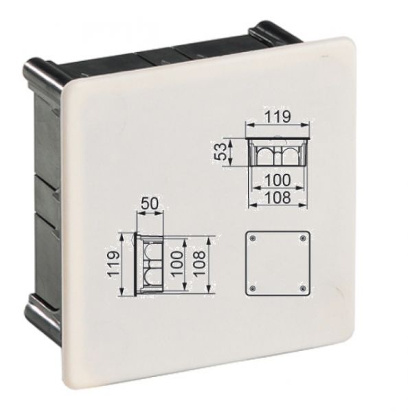 Flush-mounted junction box 100x100x50 mm with clip-on cover