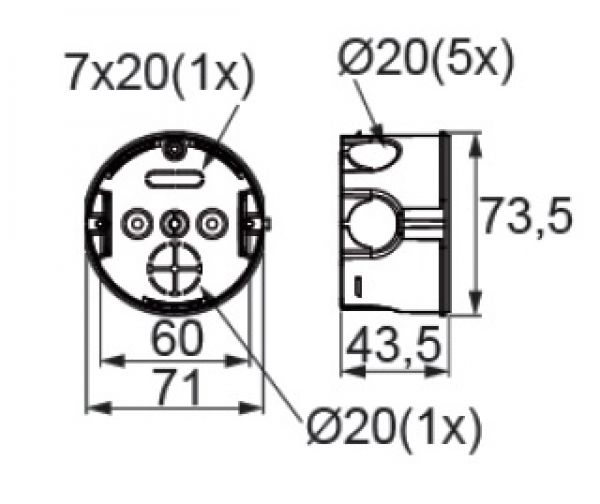 Unterputz Abzweigdose rund Ø 70x40 mm mit Schraub-Deckel