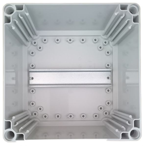polycarbonate housing 200x200x132mm gray IP66 with smooth base