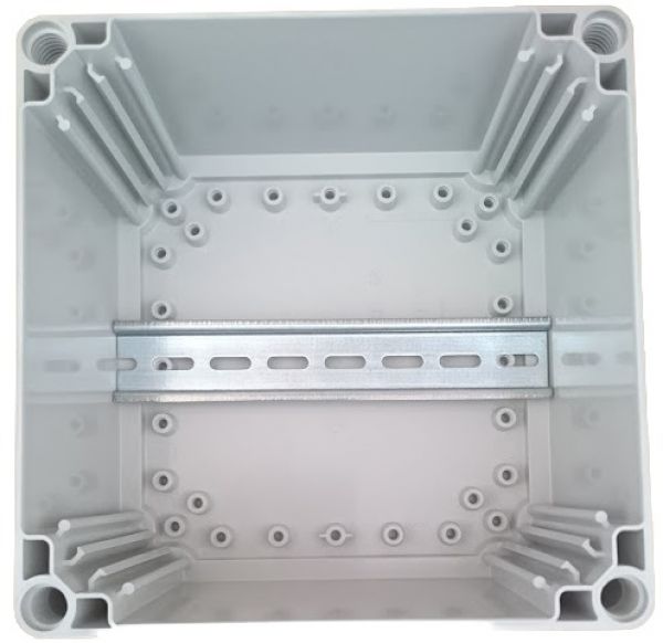 polycarbonate housing 200x200x132mm gray IP66 with smooth base