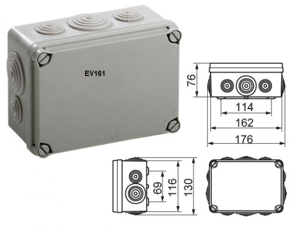 Klemmenkasten LBT 162x116x76mm mit Tüllen - Kopie