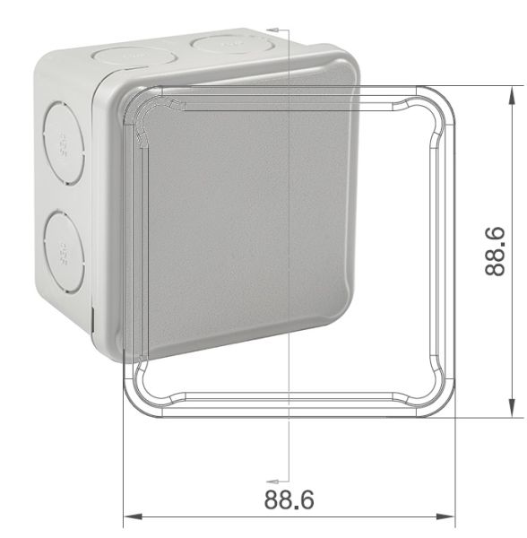 EX088 Kunststoffgehäuse vorgeprägt 84x84x50mm LBH IP54 Klemmenkasten grau