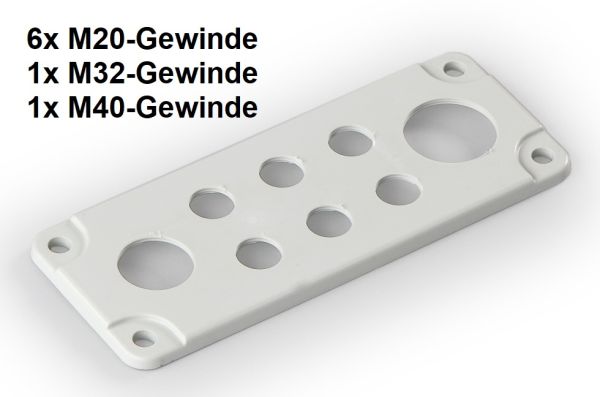 FL21 Kabeleinführungsplatte 6x M20 + 1x M32 + 1x M40 - KEP2 groß mit Dichtung