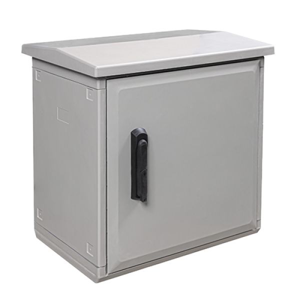 Kunststoff-Outdoor-Gehäuse 500x500x300 mm (HBT) Standardtür mit Regendach
