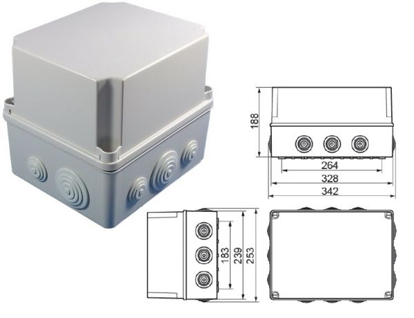 INDUSTRIEGEHÄUSE LBT 328x239x188mm mit elastischen Tüllen