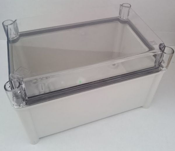 ISO GFK Kunststoff Industriegehäuse 540x540x171 mm LBH Sichtdeckel -  Polyestergehäuse Box Transparent UV-Stabil