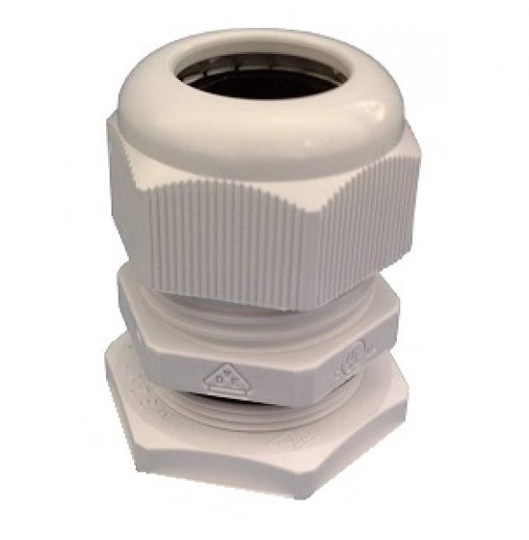 IP68 Kabelverschraubung M50 R x1,5 KB: 22-29mm VDE UL PA6 Kunststoff hellgrau RAL7035 mit reduziertem Klemmbereich für dünne Kabel