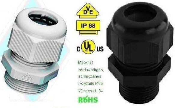 100 PA6 cable glands M20x1.5 KB6-12mm IP68 light grey
