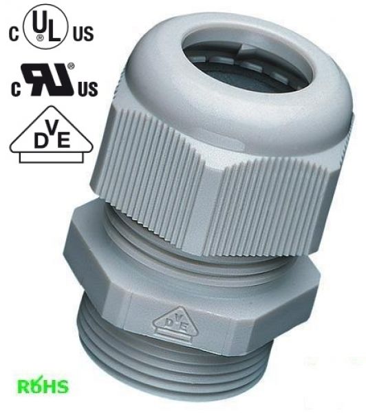 IP68 PA6 cable gland M40x1.5 - KB19-28mm - plastic light gray RAL 7035 with standard clamping area