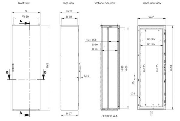 Schaltschrank 2000x1000x500mm HBT 1-türig IP55 mit Montageplatte
