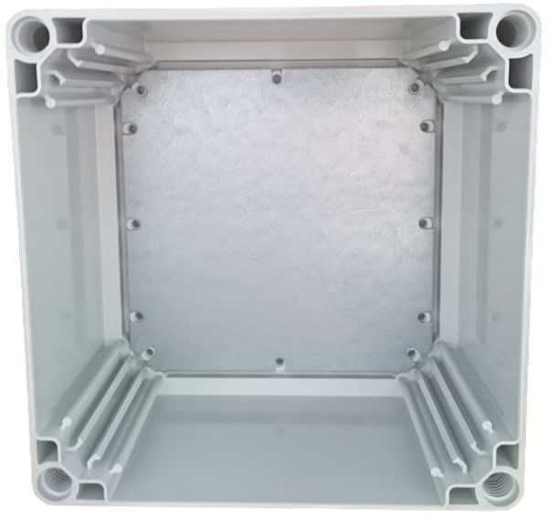 polycarbonate housing 200x200x132mm gray IP66 with smooth base