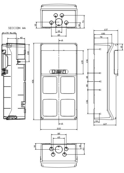 9TE Steckdosen Wandverteiler IP65 leer - DIY-Baukasten mit N/PE-Klemme