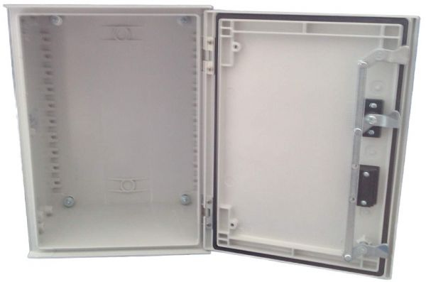 GRP polyester housing 400x300x200mm (HWD) IP66 plastic control cabinet with swivel lever handle for 40mm profile half cylinder