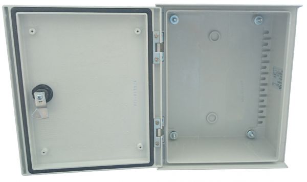 GRP polyester housing 300x250x140mm (HWD) IP66 plastic control cabinet light gray 1-door